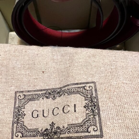 NWOT Authentic Gucci GG Marmont Leather Belt W/Burgundy Ceramic Buckle Size 105 - Picture 3 of 11
